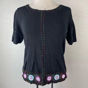 NWT AD Originals Short Sleeve Beaded Top Size M
